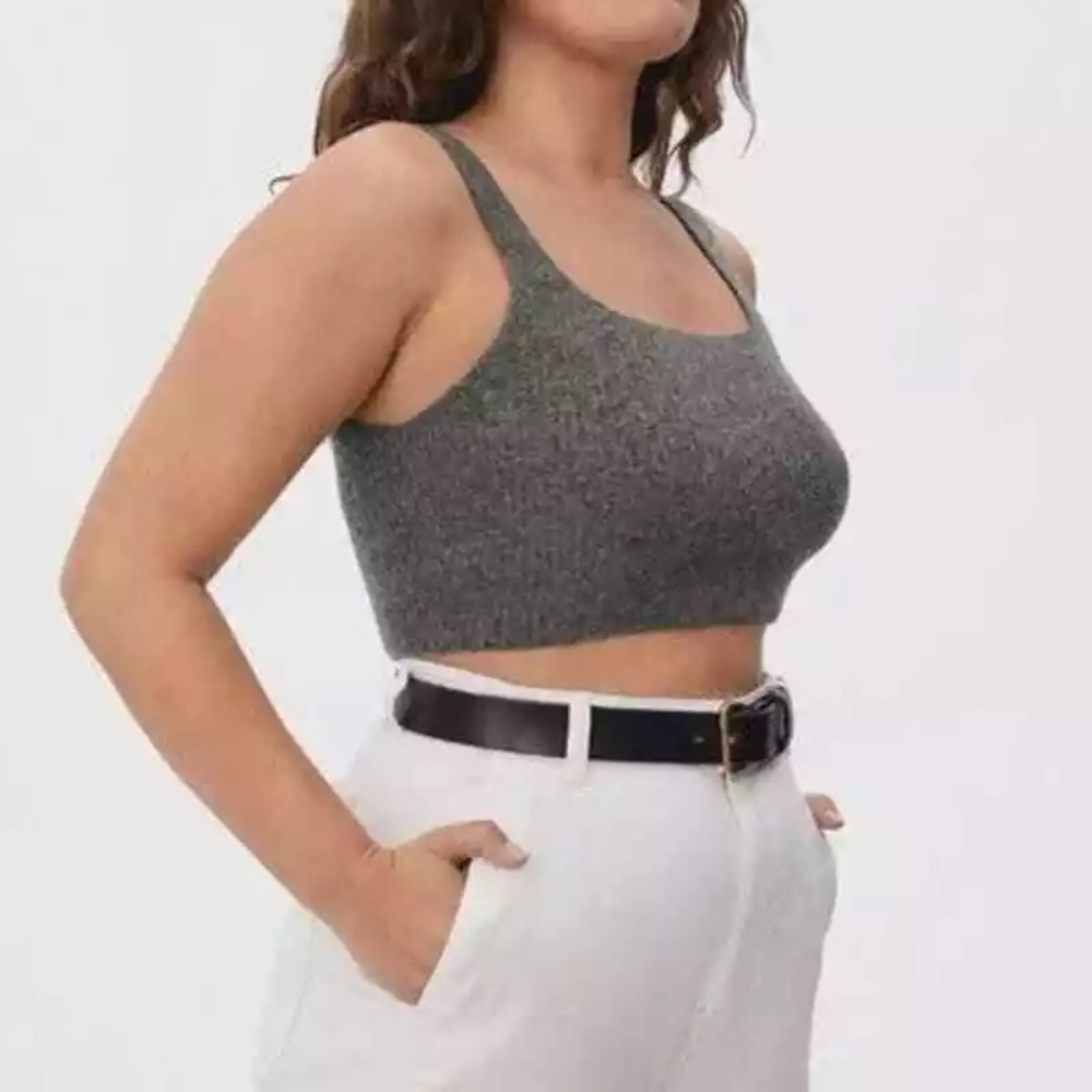 Everlane The Cozy Stretch Tank Cropped Yak and Wool Blend in Gray Size Medium